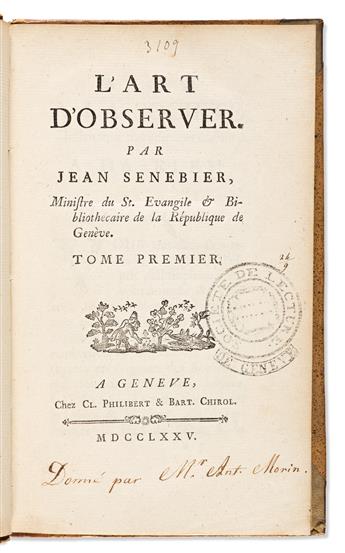 Senebier, Jean (1742-1809) Two Titles in Five Volumes, 1775 & 1782.